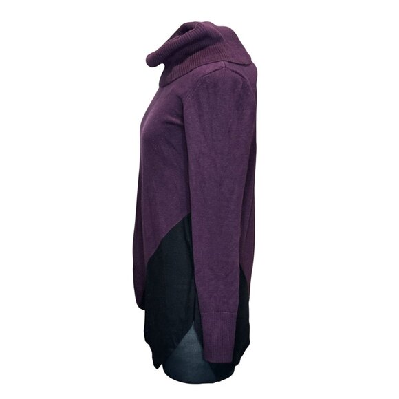 Calvin Klein Asymmetric Cowl Neck Sweater In Plum & Black S Petite - Picture 2 of 12